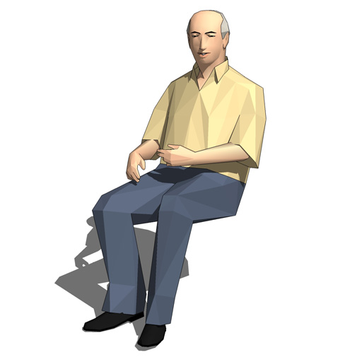 Four low poly models of people 
sitting in differ.... 