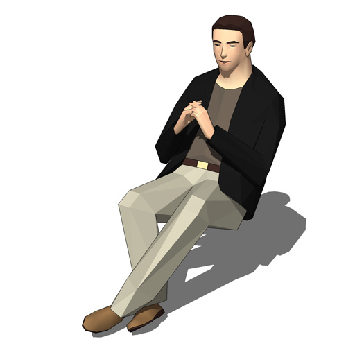 Four low poly models of people 
sitting in differ.... 