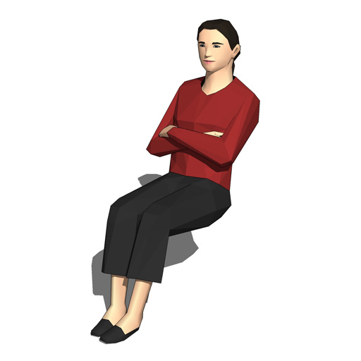 Four low-poly models of women 
sitting.. 
