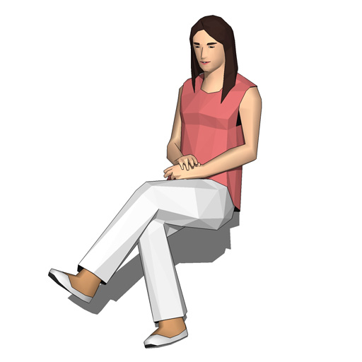 Four low-poly models of young 
women 
sitting.. 