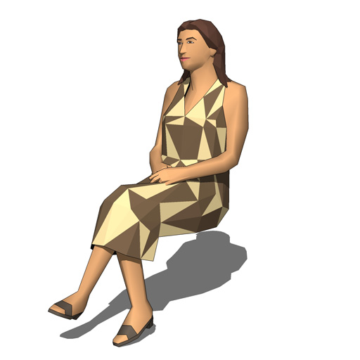 Four low-poly models of young 
women 
sitting.. 