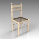 Pale wood dining chair with wicker seat