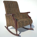 Traditional Rocking Armchair 01 in rattan weave.