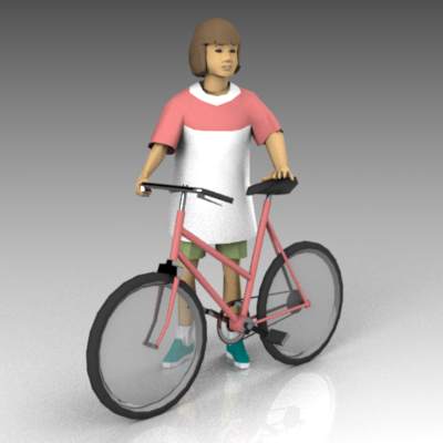 Girl with bicycle. 