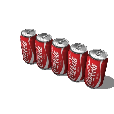 Very low poly soda cans in rows of five (82 faces .... 