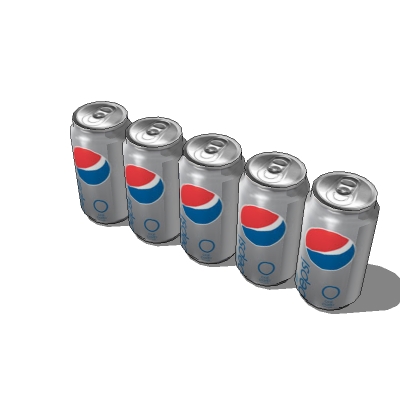 Very low poly soda cans in rows of five (82 faces .... 