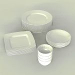 Low poly stacks of dishes...for use in display cab...