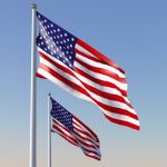 Four full textured US Flag, in 
different positio...