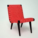 Lounge chair comprising canvas webbing on wooden f...