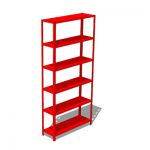Red metal shelving suitable to hip interiors or sm...