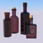Small, antique, medicine bottles...brown.