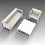 Modern outdoor furniture set, comprising low-level...