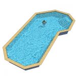 Grecian Lazy L pool measuring 20.5 x 40.5 feet. Re...