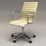 Crate&Barrel Rippley Ivory Leather 
Office Ch...