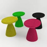Shitake stool by Moroso. Tufted fabric 
covering.