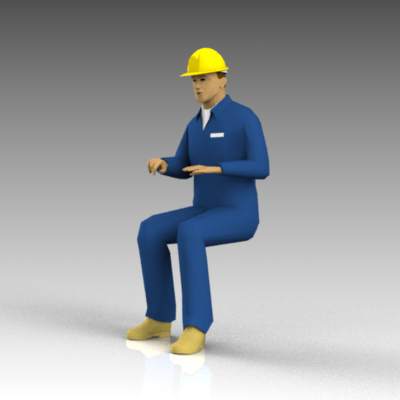 Generic industrial guy in sitting position. The ha.... 