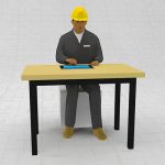 Generic industrial guy in sitting position. The ha...