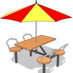 Outdoor sitting for fast food joint