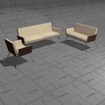 Arco series sofas and easy chair, base chromed, se...