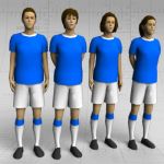Female football/soccer players in standing pose. T...