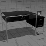 PEB post-deco desk, 130 x 70 x 76cm, black laquere...
