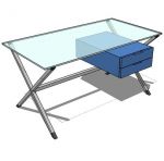 Glass top with steel leg
table size 150 cm x 80 c...