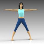 Female yoga poses. Extended arms 
and legs