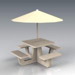 Concrete table and bench set; 3' / 1m diameter tab...