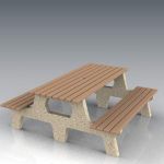 Concrete table and bench set; 6' / 183 cm long