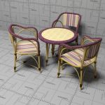 Rattan and bentwood cafe chair and 
table