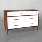 MID Century 6 Drawer Dresser 
White-Acorn