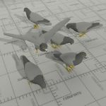 Low poly pigeons. For airborne, 
see the flock of...
