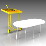 Bond serving trolley and coffee 
table from COR. ...