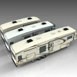 A range of generic 5th wheel RV 
trailers, from 3...