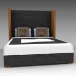 Upholstered panel bed by 
Harborcreek. The headbo...