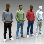Low poly people for more distant 
views, or crowd...