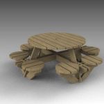Wooden picnic/beer garden table 
with eight attac...