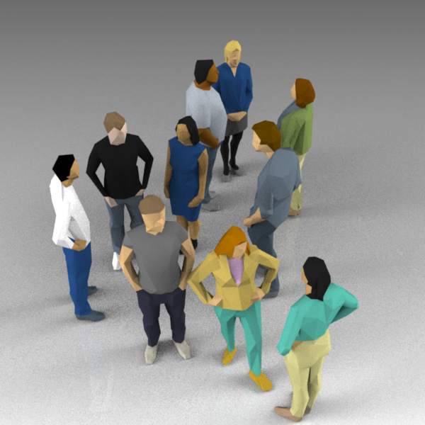 Very low poly group of people for 
mass-populatio.... 