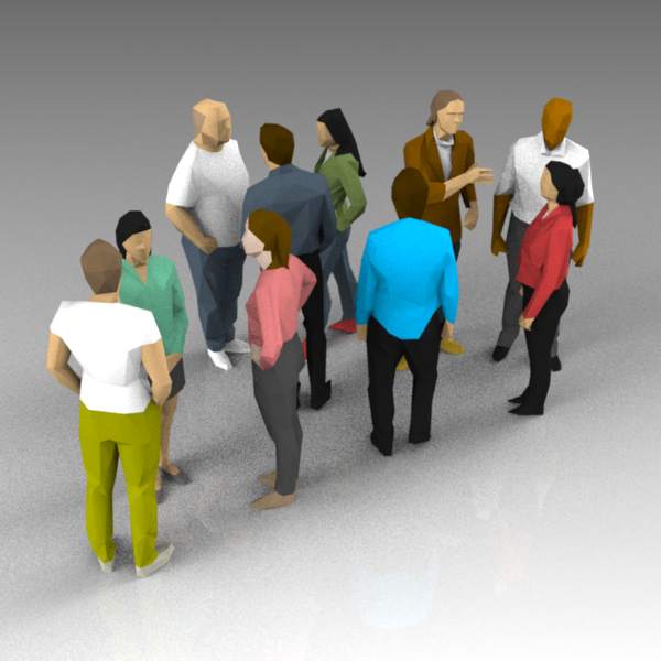 Very low poly group of people for 
mass-populatio.... 