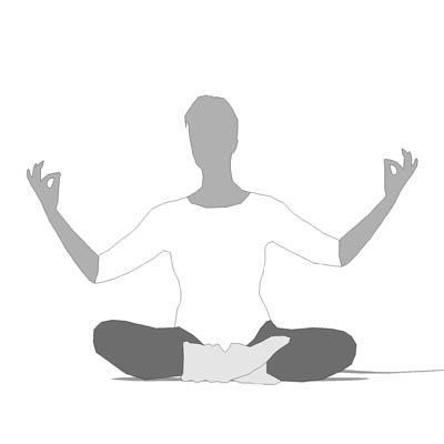 Figure in yoga pose. 