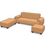Generic sofa set with movable L extension and otto...