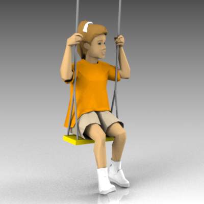 Child on swing; older than kids 36-39. 