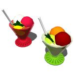 Flavored ice in stylish sorbetglasses with leave d...