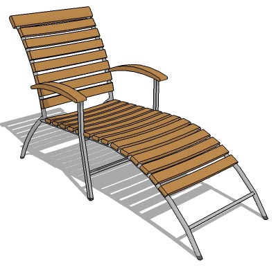 Fixed back pool chair with teak slats and metal fr.... 
