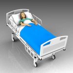 Female patient lying in hospital bed
