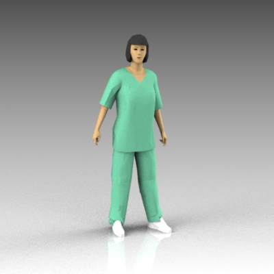 Female nurse in scrubs; casual pose.. 