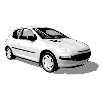 Non-photo real Peugeot 206 - for sketchy output. 
