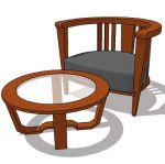 Teak wood club chair and coffee table