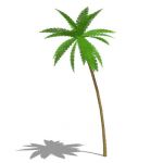 Low poly palm tree for distance and large numbers.