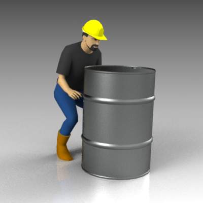 A worker in lifting position (barrel 
included). 